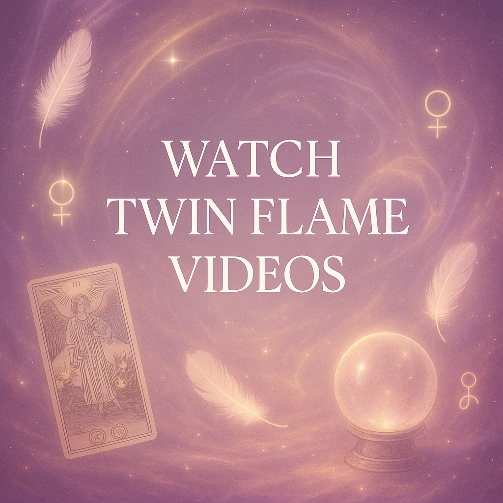 Twin Flame healing video banner with cosmic artwork, feminine energy, and midnight tones for separation, union, and soul lessons.